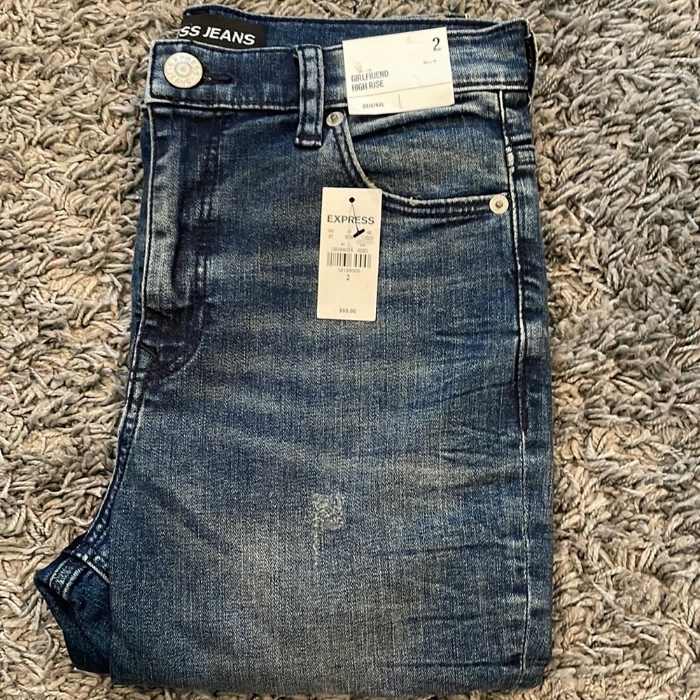 Express Distressed Dark Wash Jeans